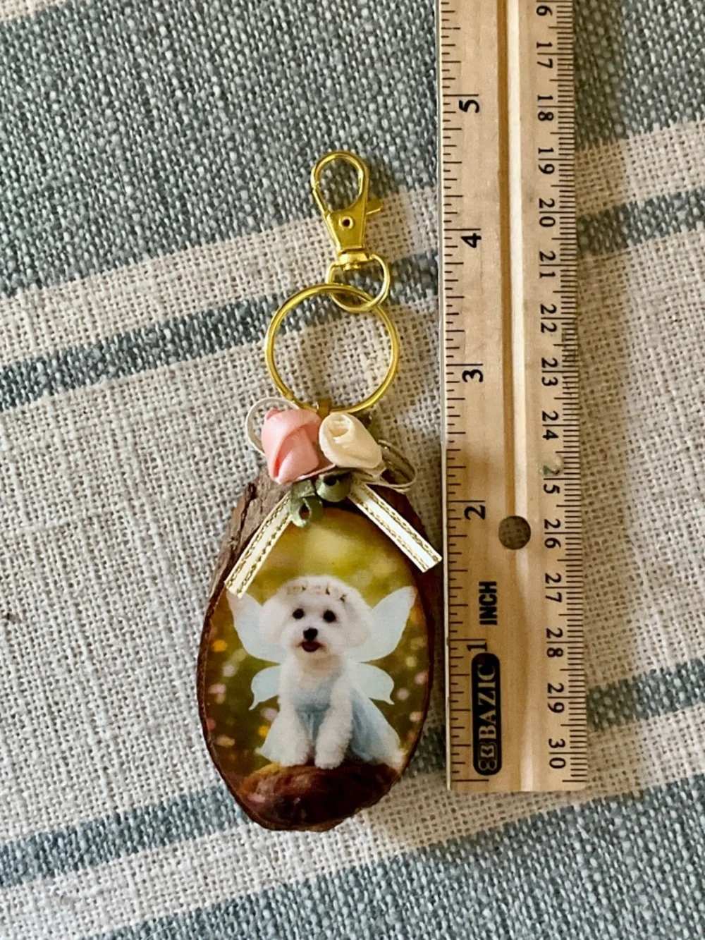 Maltese Terrier Fairy Dog Keyring / Purse Charm Handmade by Sally